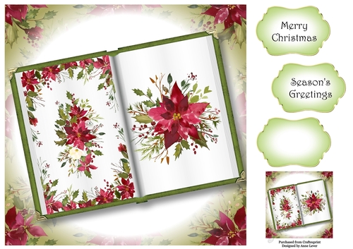 Open Book Christmas No Flowers - Scarlet Poinsettias