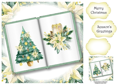 Open Book Christmas No Flowers - Tree & Candle