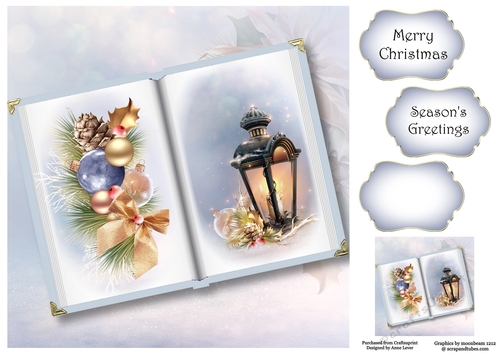 Open Book Christmas No Flowers - Vintage Lantern