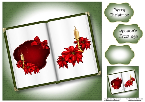Open Book Christmas No Flowers - Red Candle