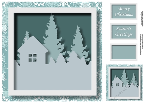 Christmas Faux Papercut Cabin In The Woods No Flowers