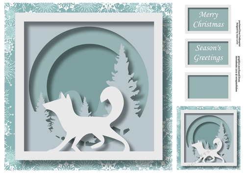 Christmas Faux Papercut Fox No Flowers