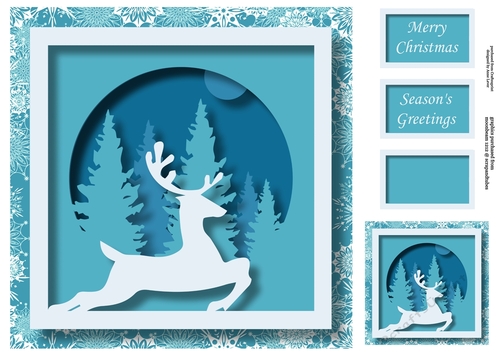 Christmas Faux Papercut Stag 1 No Flowers