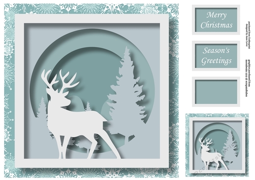 Christmas Faux Papercut Stag 3 No Flowers