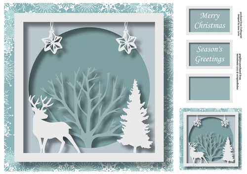 Christmas Faux Papercut Stag 4 No Flowers