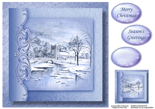 Christmas Monochrome Blue No Flowers - Church