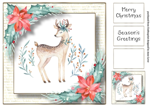 Watercolour Christmas - Gorgeous Deer 8x8