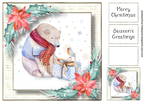 Watercolour Christmas - Robin & Polar Bear 8x8