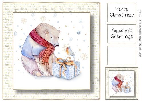 Watercolour Christmas - Robin & Polar Bear No Flowers