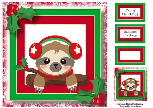 Chill Out Christmas Sloth 3 8x8