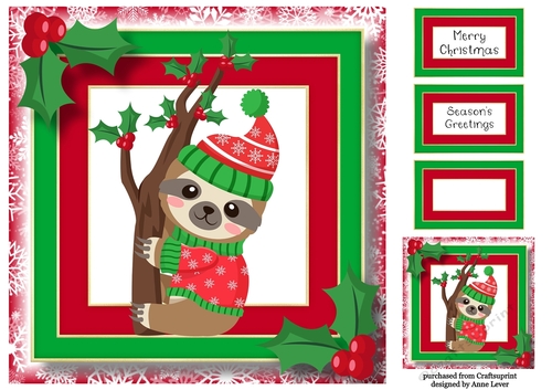 Chill Out Christmas Sloth 1 8x8