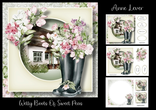 Welly Boots Of Sweet Peas