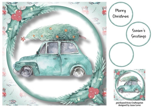 Christmas Wheels - Blue Car Side 8x8