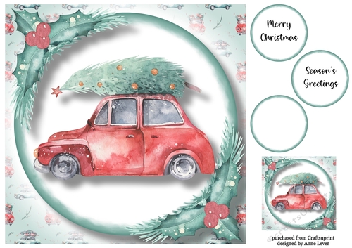 Christmas Wheels - Red Car Side 8x8
