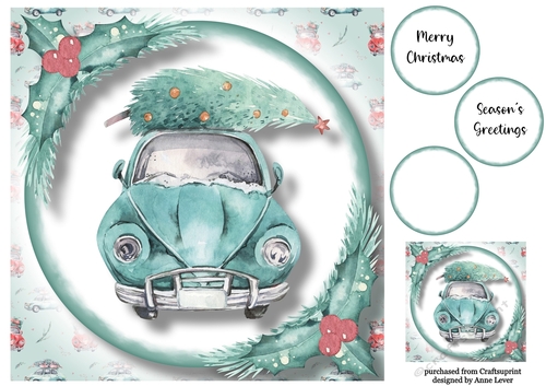 Christmas Wheels - Blue Car Front 8x8