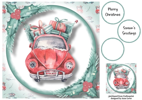 Christmas Wheels - Red Car Front 8x8