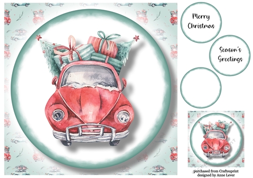 Christmas Wheels - Red Car Front No Holly