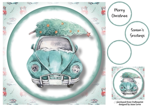 Christmas Wheels - Blue Car Front No Holly