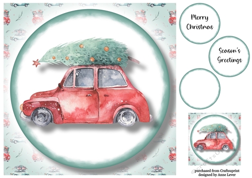 Christmas Wheels - Red Car Side No Holly
