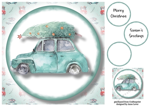 Christmas Wheels - Blue Car Side No Holly