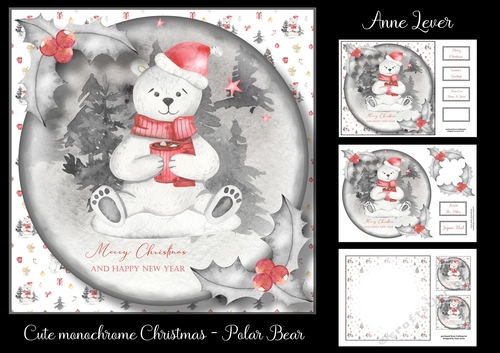 Cute Monochrome Christmas - Polar Bear