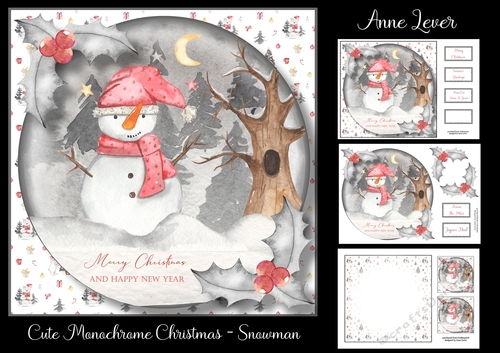 Cute Monochrome Christmas - Snowman