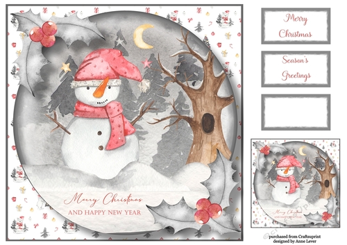 Cute Monochrome Christmas - Snowman 8x8