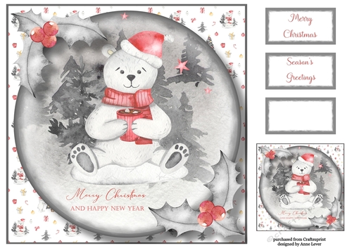 Cute Monochrome Christmas - Polar Bear 8x8