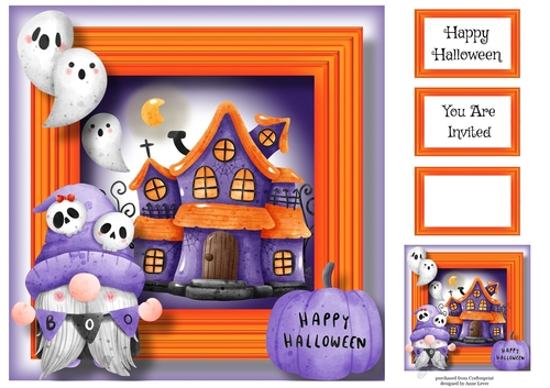 Halloween Gnome & Haunted House 3 8x8