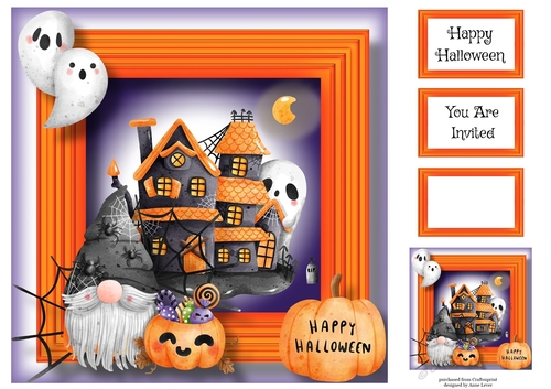 Halloween Gnome & Haunted House 2 8x8