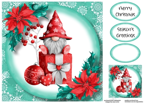 Cute Christmas Gnome 2 8x8