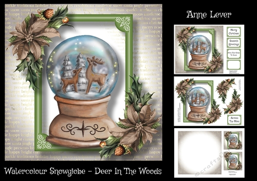 Watercolour Snowglobe - Deer In The Woods