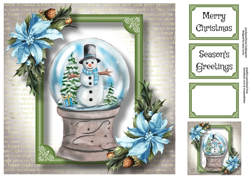Watercolour Snowglobe - Snowman 8x8