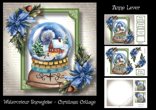 Watercolour Snowglobe - Christmas Cottage