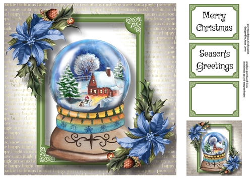 Watercolour Snowglobe - Christmas Cottage 8x8