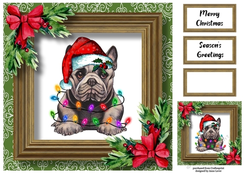Santas Little Helper - French Bulldog 8x8