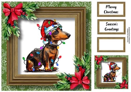 Santas Little Helper - Dachshund 8x8