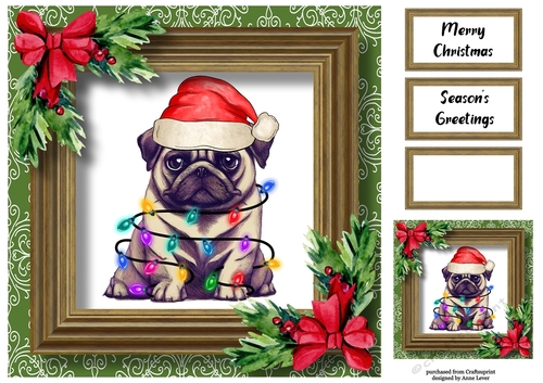 Santas Little Helper - pug 8x8