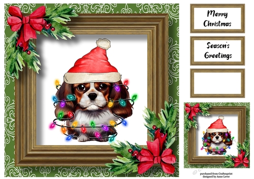 Santas Little Helper - King Charles Spaniel 8x8