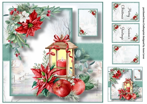 Gorgeous Red Poinsettia And Lamp 8x8