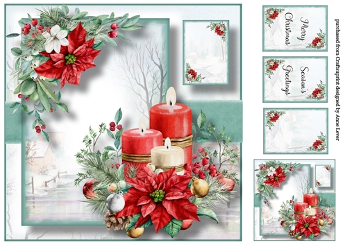 Gorgeous Red Poinsettia And Candles 8x8