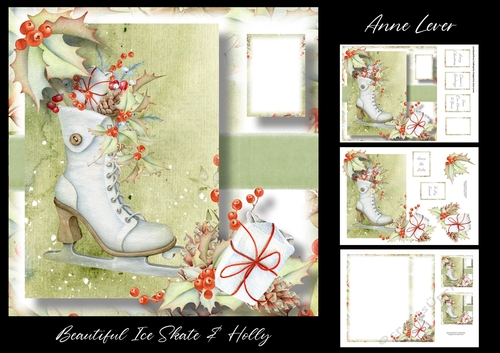 Beautiful Ice Skate & Holly