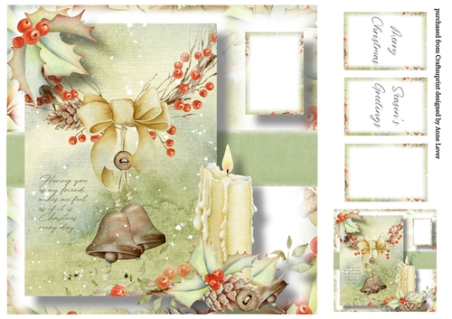Beautiful Bells & Candle 8x8