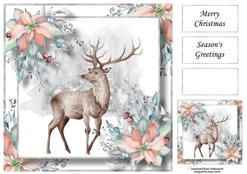 Beautiful Christmas Stag 8x8
