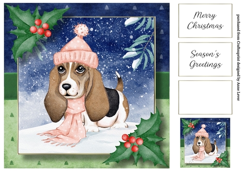 Merry Woofmas - Pink Hat & Scarf 8x8