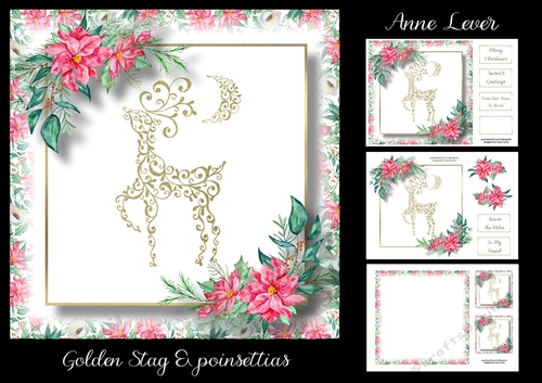 Golden Stag & Poinsettias