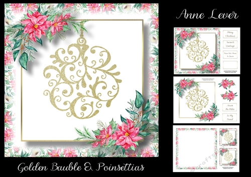 Golden Bauble & Poinsettias
