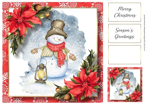 Watercolour Snowman 3 8x8