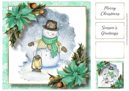 Watercolour Snowman 2 8x8