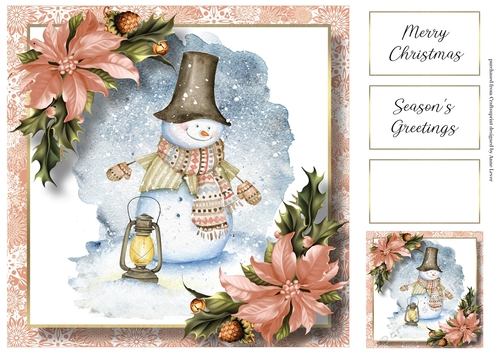 Watercolour Snowman 1 8x8